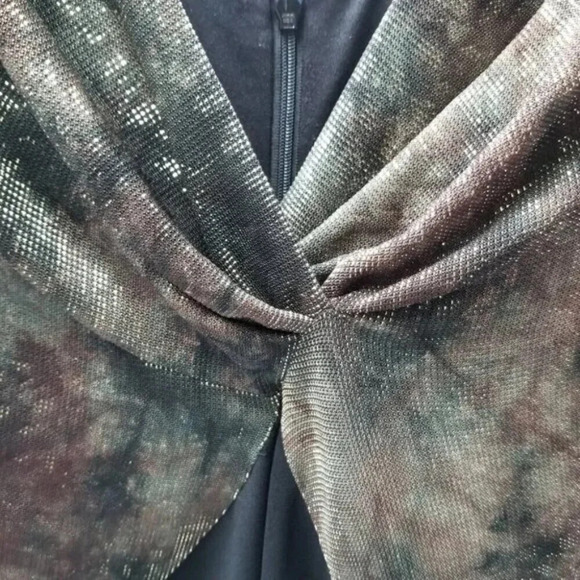 Joseph Ribkoff Couture Metallic Shimmer Black Evening Gown Dress 12 - Picture 9 of 16